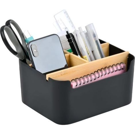 (Schwarzer) Schreibtisch-Organizer – Holz – 5 Fächer – Schwarz – Elegantes Design – Robuste Konstruktion (1/4)