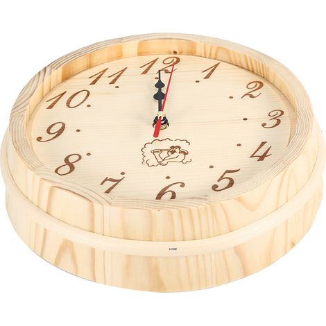 Horloge Murale en Bois de Sauna 23cm Résistante à la Chaleur et à l'Humidité Fabriquée à la Main Sans Pile (1/5)