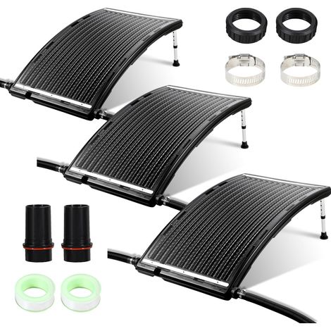 Lot de 3 panneaux solaires de piscine - 113 x 69 x 35 cm - Débit maximum 10 000 l/h - Raccord Ø 32-40 mm - Chauffage de piscine pour eau chaude, douche de jardin, piscine (1/5)