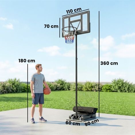 Basketballkorb Outdoor 135-305cm schnell Höhenverstellbar Basketballständer mit 110x70cm bruchsichere Rückwand 2 Rädern (1/5)