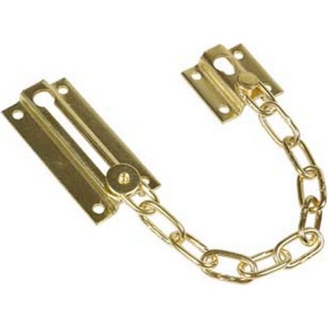 12PZ FERMAPORTE CON CATENA DI SICUREZZA IN ACCIAIO OTTONATO - mm.150