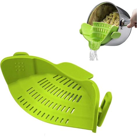 Passoire alimentaire à pince en silicone pour casseroles, poêles et bols - Résistante à la chaleur avec pince à pâtes (1/5)