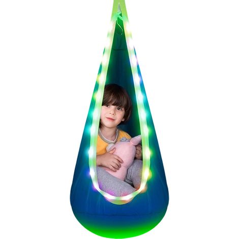 1 Hamac,Nylon,Coussin gonflable,LED 16 couleurs,Télécommande,Chambre Jardin Enfant (1/5)
