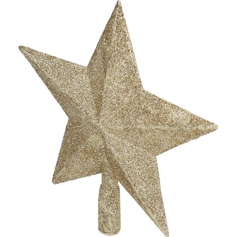 Étoile de Cime d'Arbre Dorée Brillante Légère Mini Sapin de Noël pour Maison Boutique (1/5)