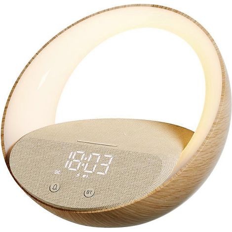 Horloge 4 en 1, enceinte Bluetooth, lampe de nuit, lampe de chevet, charge sans fil 15 W, compatible avec tous les téléphones portables (1/5)