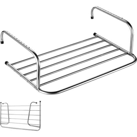 Étendoir à linge télescopique pliable, acier inoxydable, 40 × 37,5 × 19 cm, pour portes/comptoirs (1/4)