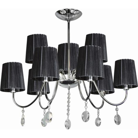 Lustre Candellux Sorento chromé abat-jour noir 9xE14 (1/2)