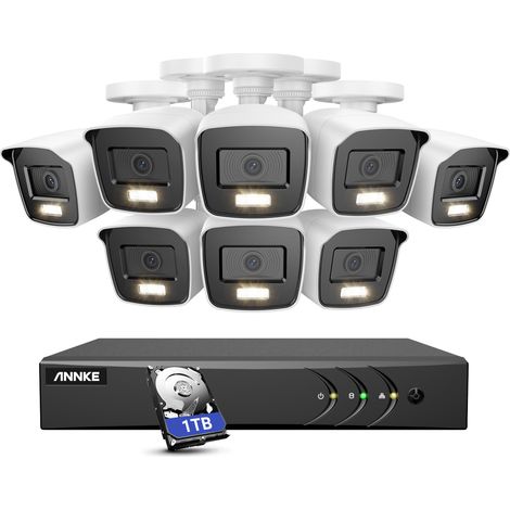 ANNKE 8CH Kit de Vidéosurveillance Extérieures,5MP DVR et 8 Caméras Couleur Vision Nocturne Filaires HD 1080P,Alerte E-Mail, Détection Mouvement Accès à Distance 1TB HDD (1/5)
