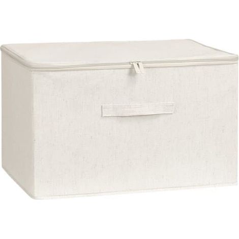 Boîte de rangement pour vêtements (1 pièce), fermeture éclair, idéale pour ranger jeans et autres vêtements (blanche) - 45 x 35 x 26 cm (1/5)