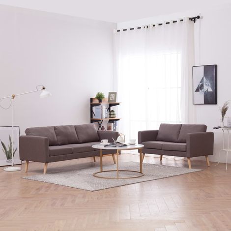 2 pcs Ensemble de canapé, Canapés droit, Canapés relax Moderne pour salon Chambre Tissu Taupe MJU2413 (1/5)