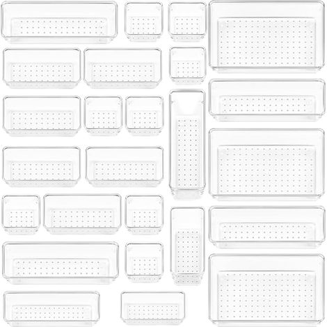 Schubladen Organizer, 25 Stück Schminktisch Organizer in 4 Größen, Schubladen Organizer, Make up Ordnungssystem, Einsetzbar für Makeup, Küchen, Badezimmer, Büro, Schminktisch