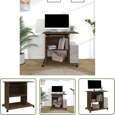 The Living Store Schreibtisch Braun Eichen-Optik 80x50x75 cm Holzwerkstoff - Schreibtisch - Laptoptisch - PC-Tisch - Home Office - Holzwerkstoff (1/5)