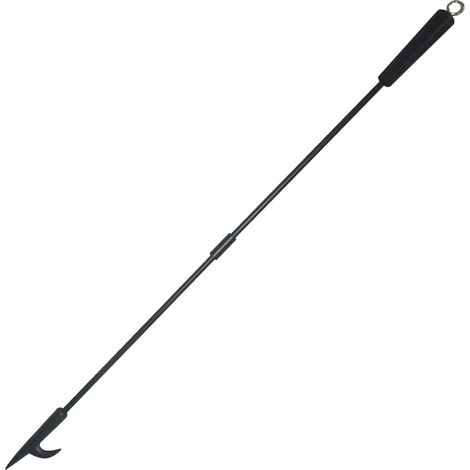 Atizador Relaxdays, 91,5 cm de longitud, atizador con mango de madera, gancho para colgar, estufa y fogón, hierro, negro