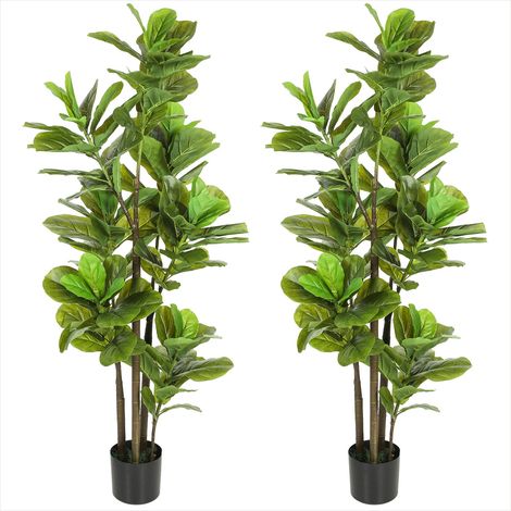 Plante artificielle 150 cm avec pot en ciment lot de 2 en pEVA (1/5)