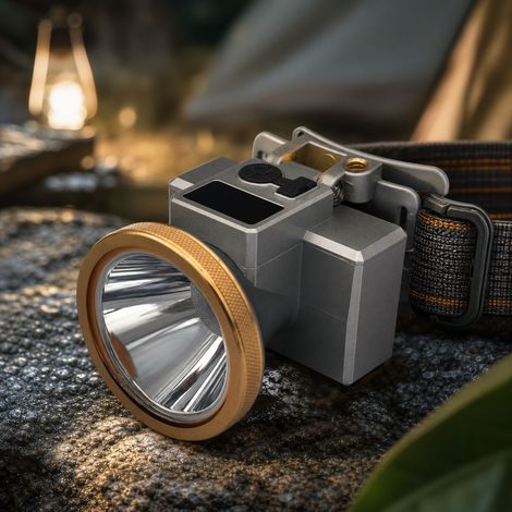 Linterna frontal LED de 180 W, batería de 4800 mAh, resistente al agua IPX4, alcance del haz de luz de 500 m, autonomía de 64 horas, carga USB-C, ideal para acampar y trabajar. (1/4)