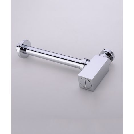Verchromter Messing-Vierkantflaschen-Waschtischsiphon