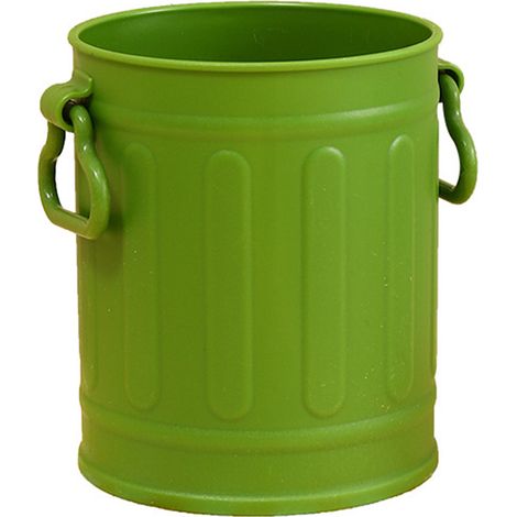 Pot à crayons Générique Modèle Seau Design rétro vert en plastique robuste avec poignées pour bureau et écoliers (1/4)