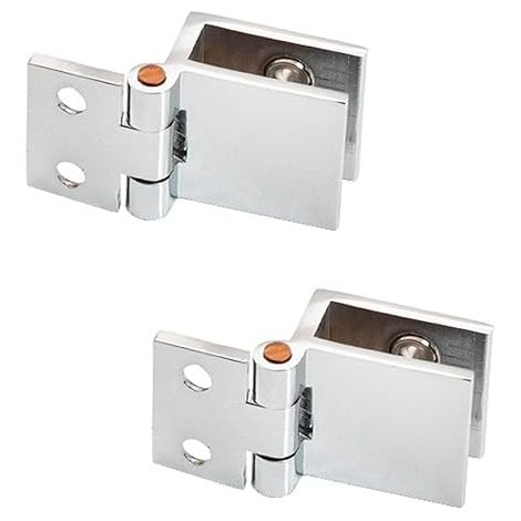 Lot de 2 charnières de porte en verre 0° pour porte de douche, sans perçage, pour armoire de douche de salle de bain de 5 à 8 mm d'épaisseur (1/5)