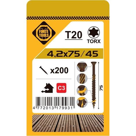 Viti per terrazza forte T20 marrone 4.2 x 75 mm