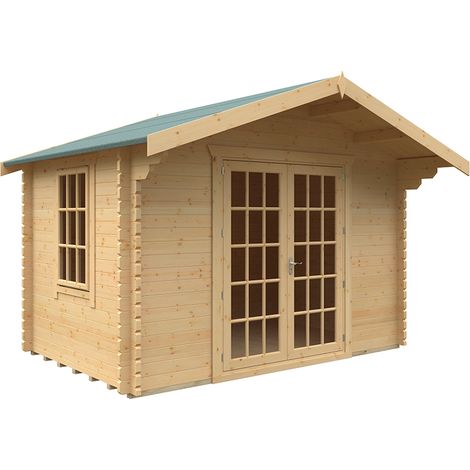 8x12w The Lotherton Plus 44mm Cabin - L235 x W355 x H271.9 cm - Solid Wood/Softwood/Pine - Natural