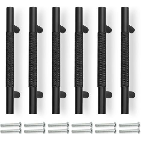 Ensemble de 6 poignées de tiroir noires de 150 mm de diamètre, entraxe de 96 mm. (1/5)