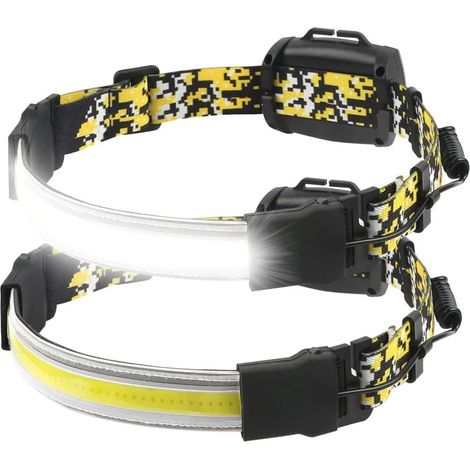 Lampe Frontale 2 Pcs, Faisceau Large 230°, Rechargeable 1800mAh Étanche COB LED Lampe Frontale pour Adultes Enfants, Lecture, Camping, Randonnée, Pêche, Grenier et Sous-sol (1/5)