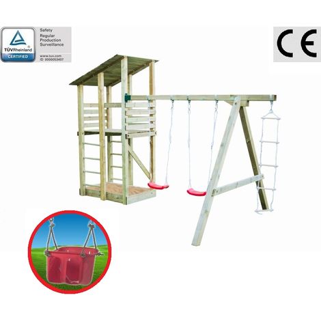 ALTALENA DA GIARDINO PER BAMBINI IN LEGNO D' ABETE NORDICO - ITALFROMBABY07+SEGGIOLINO 9-36 MESI