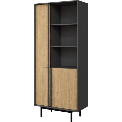 Estantería Levali 101, Roble, Con puertas, Abierto, Aglomerado laminado, Número de puertas: 0, Número de cajones: 0, 195x83x43cm