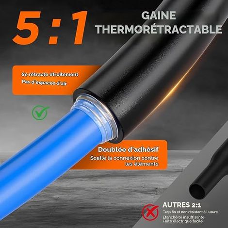 Gaine Thermorétractable en Rouleau Double Paroi Diamètres à Colle Intégrée Étanchéité Marine Isolation Électrique Industrie (1/3)