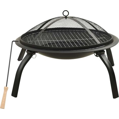 Maison Exclusive - Braciere e Barbecue 2 in 1 con Attizzatoio 56x56x49 cm Acciaio