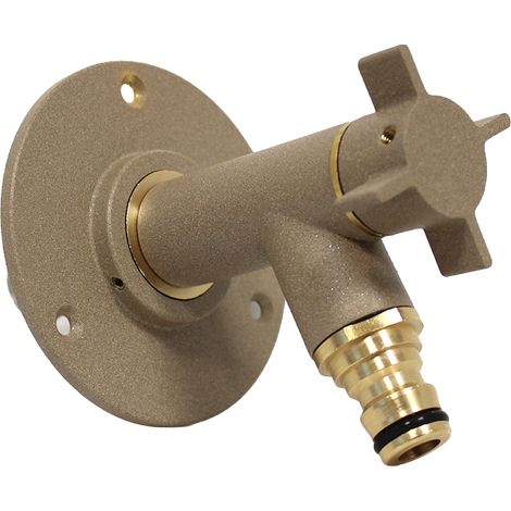 Robinet de jardin antigel OSLO horizontal Mâle 1/2" (15/21) avec son applique PER à sertir Ø16 - Sable - Anquier