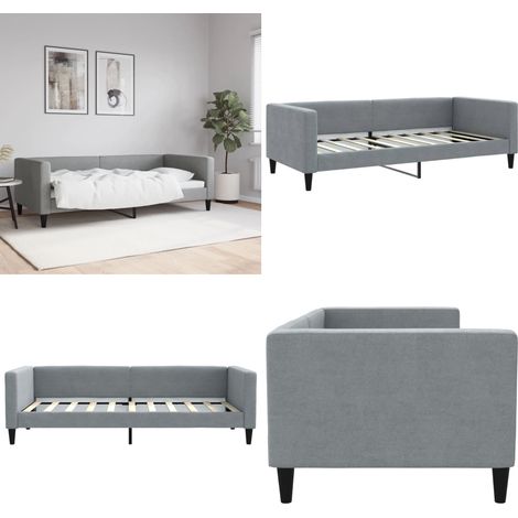 Tagesbett Hellgrau 90x190 cm Stoff - Schlafsofa - Gästebett - Bettgestell - Boxspringbett - Polstermöbel - Home & Living (1/5)