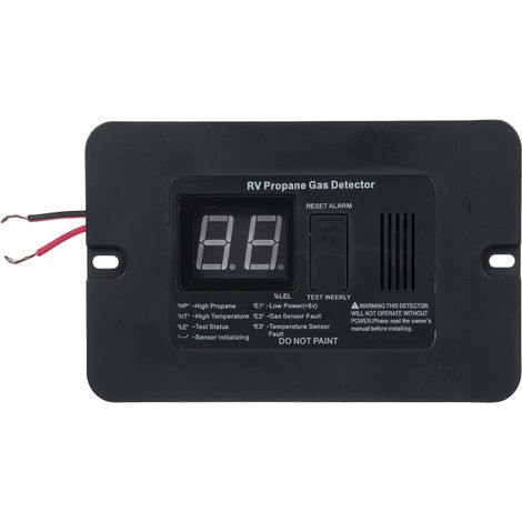 Détecteur de gaz propane numérique pour camping-car et caravane avec alarme puissante de 85 dB, 12 V CC (noir, petite taille) (1/5)