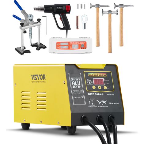 VEVOR Tire Clou Carrosserie 300 W Kit Poste de Debosselage Soudeuse par Points Pistolet Thermique Soudage Auto Manuel Outil Reparation Bosses Carrosserie pour Reparation Panneaux Automobiles Aluminium