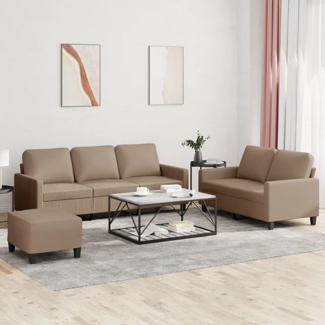 vidaXL Set di Divani 3 pz con Cuscini cappuccino in Similpelle