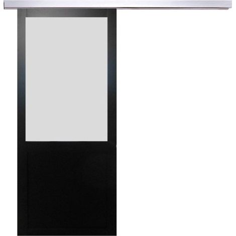 Porta Scorrevole Vetro Athena Nera H204 x L83 + Binario in Alluminio (1/5)
