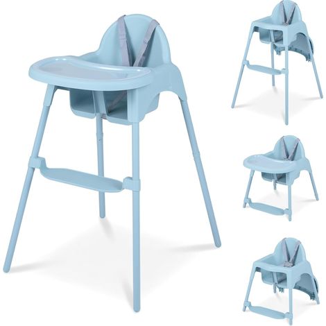 COSTWAY Seggiolone per Bambini 4 in 1 Convertibile,Cintura di Sicurezza a 5 Punti,6-36 Mesi,Blu