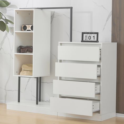 Schrank Sideboard Aufbewahrung 100x40x135 Weiß OKMYHOME