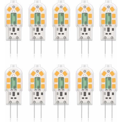 G4 2W LED-Lampe, entspricht 20W Halogenlampe, warmweiß 3000K, 200Lm, 12x SMD, 12V AC/DC - 10er-Pack [Energieklasse A+]