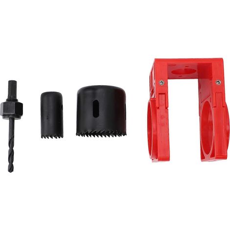 Kit d'installation de serrure avec gabarit de guidage, scie cloche en acier au carbone pour portes en plastique et serrures à pêne dormant, rouge (1/4)