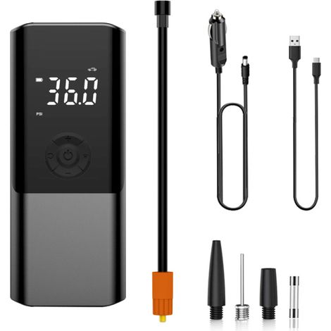 Irovami Pompe air voiture 150PSI 2 en 1 – Batterie intégrée, chargeur – Idéal pour pneus, vélo, ballons (1/5)