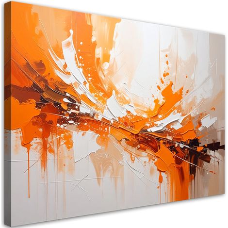 Image sur Toile, Abstraction dynamique dans les tons orangés,30x20