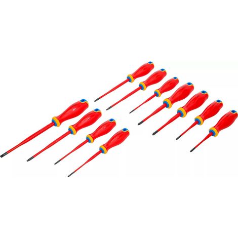 Gioco di 11 cacciaviti elettricista VDE isolati piatti, a croce, Torx acciai2