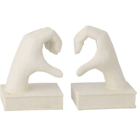 Serre livres mains love en polyrésine - blanc (1/4)