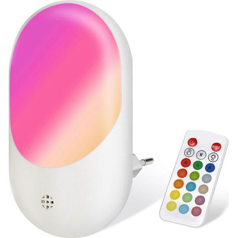 LED-Nachtlicht zum Einstecken, 16 statische RGB-Farben, mit Fernbedienung für Küchen, Flure und Treppen