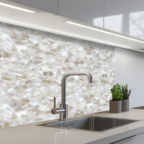 Kitchen Splashback White - Brush strokes - Relief effect 80x60 cm (1/5)