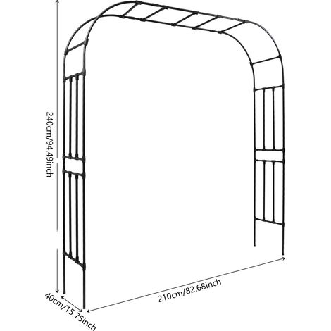Arche de jardin en métal, acier recouvert de PE durable, hauteur de 240 cm, polyvalente pour les plantes grimpantes (1/2)