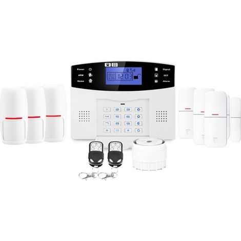 Alarme maison sans fil GSM 4G – Centrale 99 zones avec sirène 110dB – Détecteurs infrarouges et d'ouverture inclus – Lifebox