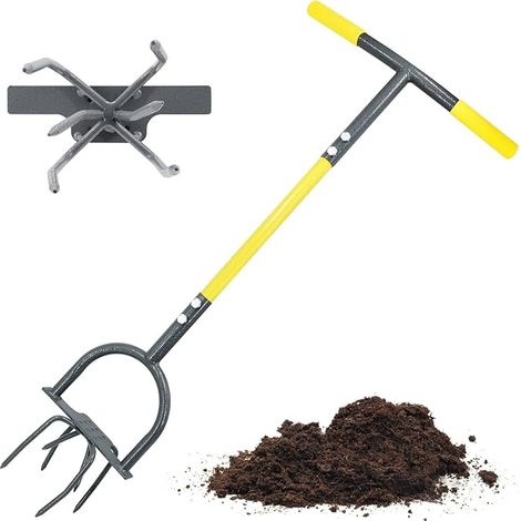 Garden Twist Cultivator, Cultivator with Steel Rod, Heavy Duty Cultivator, Manual Gardening Tool with Rotary Handle (1/5)