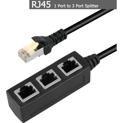 Câble répartiteur Ethernet RJ45 1 à 3 ports Adaptateur réseau Cat5 Cat6 (1/5)